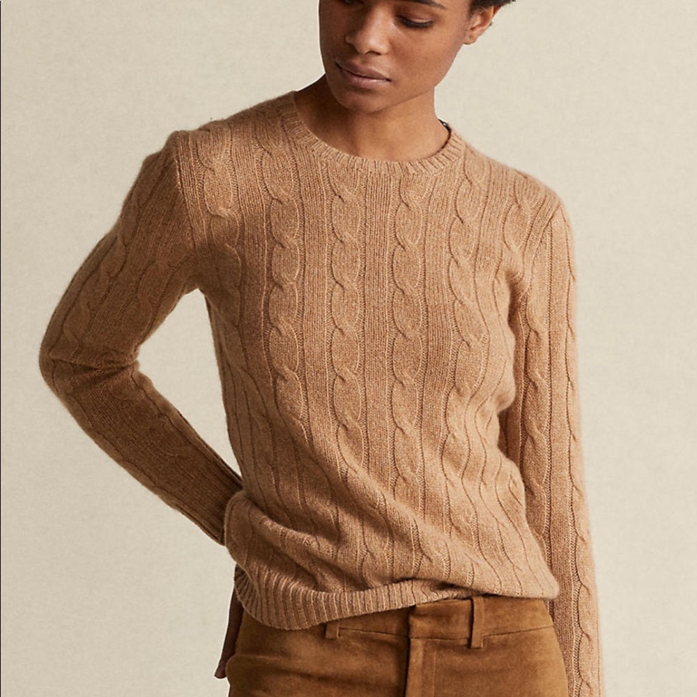 Ralph Lauren Camel Cashmere Cable Knit sweater
